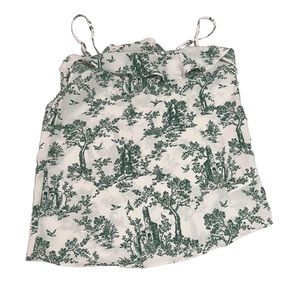 SOLD - Floral White & Green Fashion Tank Top